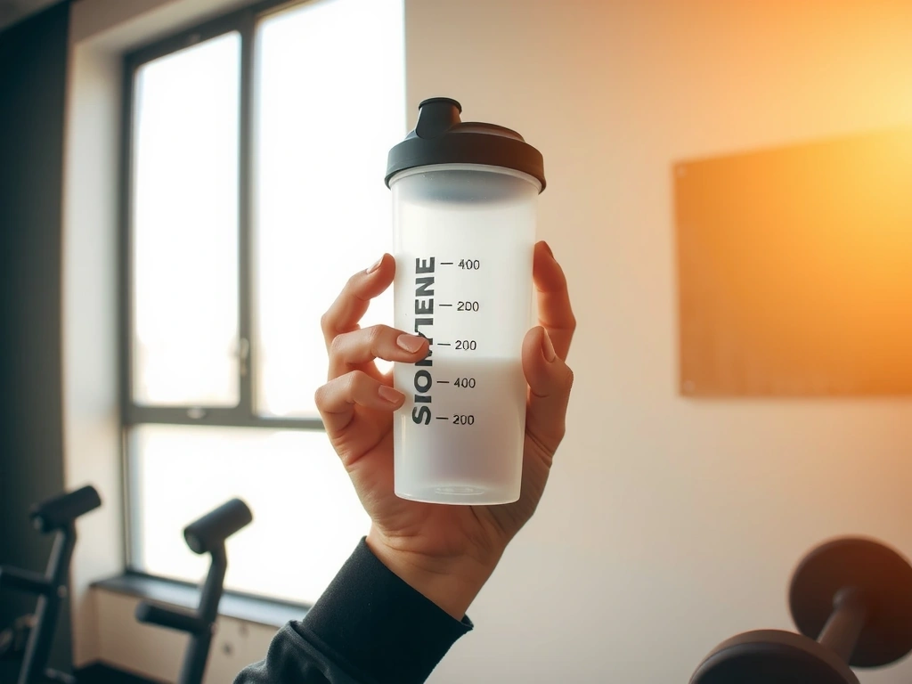 Ręce trzymające shaker z suplementem